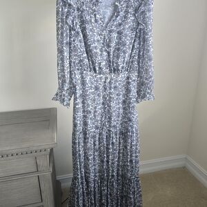 Veronica Beard Blue Floral Maxi Dress